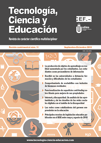 					Ver Revista Tecnología, Ciencia y Educación N.º 11 Septiembre-Diciembre 2018
				